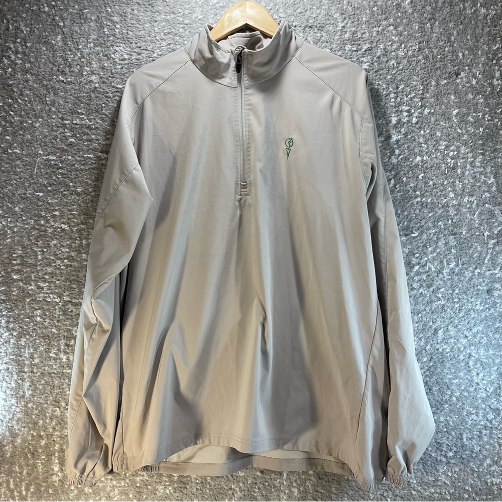 Zero Restriction Sz XL 1/4 Zip Windbreaker Jacket Beige Tour‎ Series Golf Read